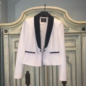 White Cropped Womens Tuxedo Jacket Medium